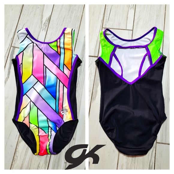 GK Other - GK Elite Olympic SIMONE BILES AS Small Gymnastics Dance Leotard STAINED GLASS
